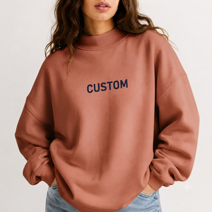 Sweat-shirt à col montant en coton surdimensionné pour femmes, manches longues, tissu doux, décontracté, vêtements de tous les jours - Product Image 1