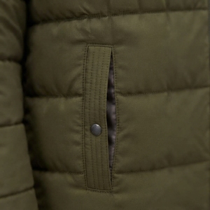 Blouson d'hiver matelassé pour homme avec capuche, fermeture éclair, col montant, couleur unie, décontracté, coupe-vent, rembourrage en polyester - Product Image 5
