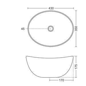 Glossy white floating ceramic wash basin rectangular 430x350x175mm wall hung semi pedestal versatile - Product Image 2