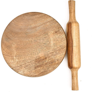 Wooden Rolling Pin Belan for Roti Chapati Making Traditional Handmade Kitchen Tool for Tortilla <b>Pastry</b> Pizza Dough Baking and Ho - Product Image 2