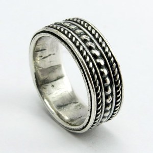 Bague Chrétienne Bohème en Argent Sterling 925, Oxydée et Unie, Collection Shri Ashapura Jewels Stability Grounding, par un tiers - Product Image 2