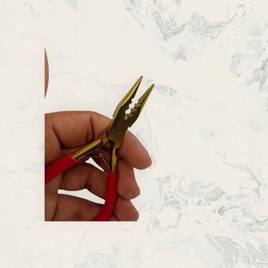 Obexa Pro Gold and Red Mini Hair Extension Pliers-For Home Use 3 Hole <b>Precision</b> <b>Tool</b> - Product Image 2