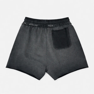 Shorts en satin noir pour homme avec broderie, fermeture à cordon, shorts décontractés, taille mi-haute, tissu polyester respirant - Product Image 3