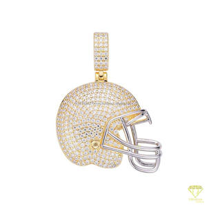 Colgante de Casco de Fútbol Americano Hecho a Mano con Diamante Cultivado en Laboratorio, Diseño de Joyería Hip Hop de Moda para Streetwear - Product Image 5