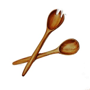 Nouvel ensemble de cuillères à salade en bois naturel, écologiques, compatibles lave-vaisselle, ustensiles de cuisine pour la maison, fabriqués en Inde - Product Image 1