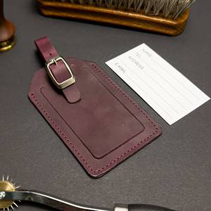 Custom Full Grain Leather Luggage <b>Tags</b> Privacy Flap Travel Bag <b>Tags</b> Luxury <b>Suitcase</b> Name Labels Wholesale LMP-0197 - Product Image 6