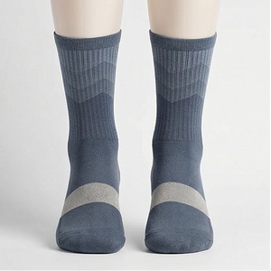 Crew Socks Geometric Pattern Blue Gray Breathable Cotton Polyester Spandex Adult Casual Daily Wear Spring - Product Image 1