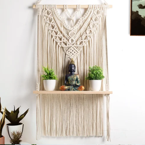 Elegante Adorno de Pared de Macramé Vertical de un Solo Nivel con Diseño de Planta Púrpura Vibrante, Decoración Contemporánea para el Hogar, Venta al por Mayor Disponible - Product Image 6