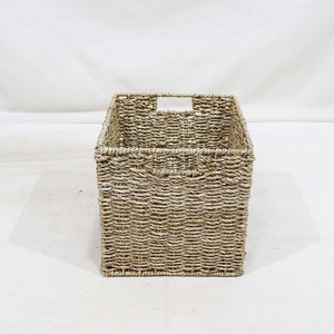 Panier de rangement multifonctionnel en jonc de mer naturel tressé, écologique, avec poignées découpées, pour décoration d'étagère de placard - Product Image 6