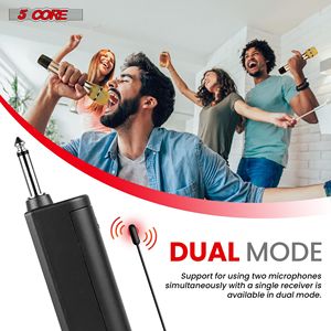 Coppia di Microfoni Wireless UHF Professionali, Sistema Microfonico Cordless Doppio per Karaoke, Canto e Matrimoni - Product Image 2