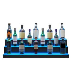 LED Lighted 40-Inch Commercial Home Bar <b>Shelf</b> 3 Tiers 3 Steps Acrylic Whiskey Rack Stand Illuminated Liquor Bottle <b>Display</b> PC - Product Image 2