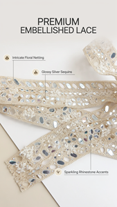 En gros, dentelles brodées miroir de créateur et garnitures dorées pour vêtements ethniques, tenues de mariée, embellissements artisanaux et fournitures de couture DIY - Product Image 6