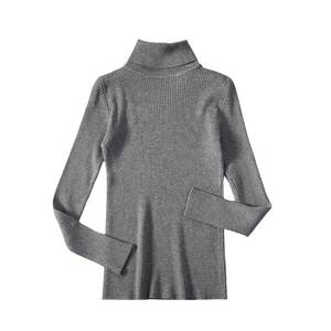 Suéter básico de cuello simulado acanalado para mujer, suéter bonito Sexy a la moda para otoño e invierno, estilo ajustado cálido, talla única gris - Product Image 1