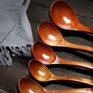 Louche à soupe en acier inoxydable avec long manche en bois, grande cuillère de service pour soupe, bouillie, riz - Product Image 4