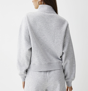 Sudadera azul para mujer con cuello alto y orificio para el pulgar, ropa informal elegante para invierno - Product Image 4