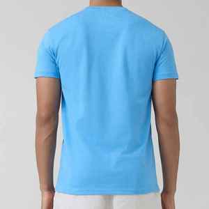 T-shirt en coton bleu uni à col rond et manches courtes pour homme, coupe classique, décontracté, en jersey, t-shirts en coton pour homme, t-shirts en coton biologique pour homme - Product Image 4