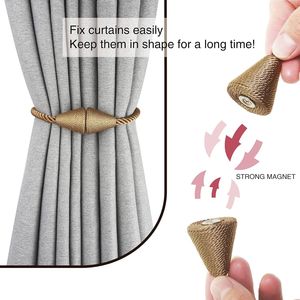 2 Pack Modern Handmade Magnetic Curtain <b>Tiebacks</b> Rope Weave Holdbacks for Decorative Drapes Window Curtain Poles Accessories - Product Image 3