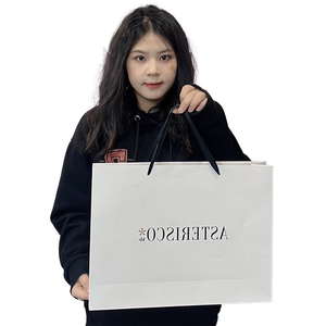 Bolsas de Compras Reciclables de Papel con Asa de Listón, Diseño Personalizado Gratuito, Logotipo de Banda, Embalaje de Ropa, Regalo, Tamaño Grande, Elegantes - Product Image 3