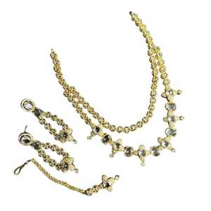 Bridal Necklace Sets Women Zircon Vintage Wedding Party Engagement Gift Jewelry Chokers Earrings <b>Bracelet</b> <b>Flower</b> Design Brides - Product Image 1