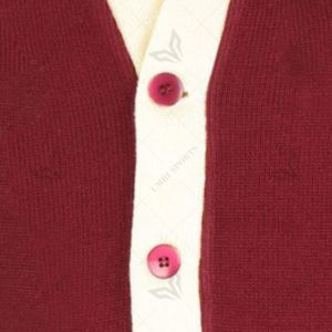 <span class=keywords><strong>Cardigan</strong></span> Greco Ricamato Personalizzato da Donna, Scollo a V, Lavorato a Maglia, Maniche Lunghe, Stile Preppy, Bordeaux con Bordi Crema - Product Image 5