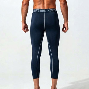 Legging de compression personnalisé pour homme avec coutures croisées, extensible dans quatre directions, léger, style Hip Hop, longueur au-dessus de la cheville, collant flexible - Product Image 2