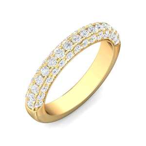 Bague de mariage de luxe en or jaune 14 carats plaqué rhodium, sertie de trois rangées de diamants brillants cultivés en laboratoire de 1,50 CTW, certifiée IGI - Product Image 4