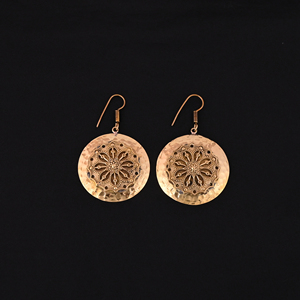 Golden Floral Disc Trendy Gold Plated Brass Hoop <b>Earrings</b> Women's Luxvory - Product Image 2