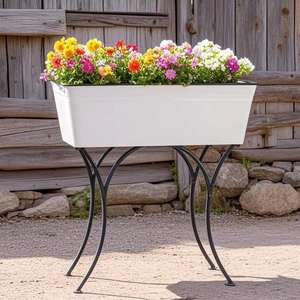 Panier de jardin vintage en zinc, jardinière florale importée, bac métallique galvanisé, accessoire de jardin - Product Image 1