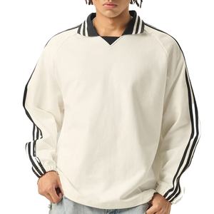 Sudaderas Personalizadas para Hombre, Estilo Universitario Vintage, con Franja Lateral Sólida, Cuello Polo, Logotipo Bordado - Product Image 1