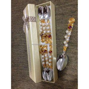 Ensemble fourchette et cuillère en acier inoxydable avec poignées en perles multicolores Ensemble de couverts décoratifs Couverts fantaisie réutilisables en métal Dernières - Product Image 5