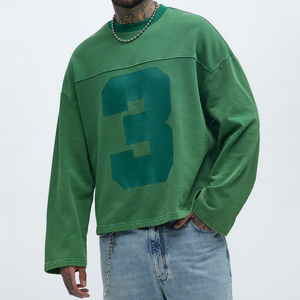 เสื้อสเวตเชิ้ตคอกลมสีเขียวขนาดใหญ่พิมพ์ลายสไตล์วินเทจสำหรับผู้ชาย เสื้อพูลโอเวอร์สำหรับใส่ในฤดูใบไม้ร่วง ผลิตจากผ้าฝ้ายเฟรนช์เทอร์รี่ แขนยาว - Product Image 5