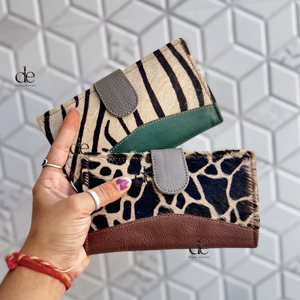 Portefeuille-pochette en cuir de vachette véritable imprimé animal, élégant et polyvalent, style western pour femme, sacs en cuir de vachette – Grande Vente - Product Image 1
