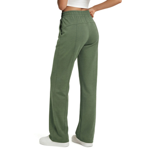 Pantalon de jogging en molleton de coton pour femme, coupe ample, jambe droite, avec logo personnalisé, idéal pour le sport et la gym, motif uni, automne - Product Image 6