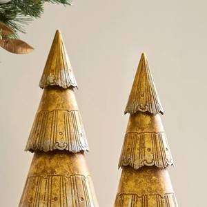 Luxury Gold Christmas Tree Tabletop Decoration Vintage Metal Holiday <b>Ornament</b> for Home Living Room <b>Desk</b> Festive Decor & Gifting - Product Image 3