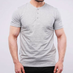 T-shirt Henley pour homme de haute qualité, 100% coton, coupe classique, séchage rapide, respirant, couleur unie, manches courtes - Product Image 4