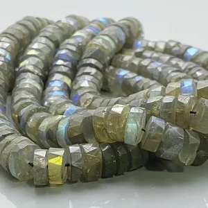 Labradorita Natural de 9-11 mm, Facetada en Forma de Rueda, Grado AA+, Cuentas de Piedras Preciosas para la Fabricación de Joyería, Venta al por Mayor - Product Image 6