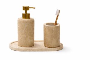 Luxury bath set white marble bathroom decor soap dispenser <b>toothbrush</b> <b>holder</b> bathroom tray marble canister vanity organiser - Product Image 2