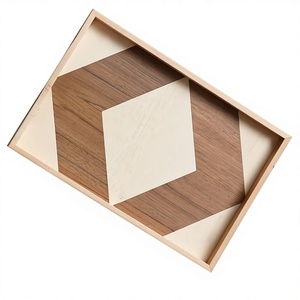 Bandeja para Servir Café de Madera de Acacia Natural, Hecha a Mano, Ecológica, Apta para Lavavajillas y Microondas, con Impresión de Logotipo Personalizado, Decorativa, para Catering - Product Image 1