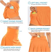 Jupe de tennis personnalisée pour femme, respirante, imprimée par sublimation, avec fermeture éclair arrière et poches pour cartes, balles et téléphone, couleurs personnalisables