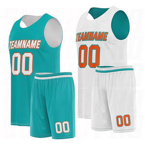 Uniforme de basket-ball personnalisé cyan et orange pour hommes, maillot et short professionnels sublimés respirants à séchage rapide pour adultes - Product Image 1