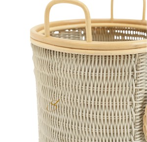Cesta de Mimbre con Forma de Cachorro, Parte Superior Abierta con Asas, Caja de Almacenamiento Decorativa Tejida en Gris, Contenedor de Juguetes para Niños, Estilo Boho - Product Image 3