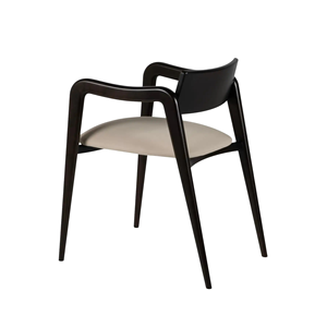 Silla de Comedor Moderna Tapizada en Madera con Reposabrazos Curvos, Estructura de Madera Sólida para Hotel, Restaurante y Hogar - Product Image 3