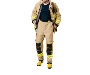 Uniforme de travail unisexe ignifuge et imperméable en polyester pour pompiers, avec bandes réfléchissantes et patchs de protection - Product Image 5