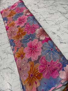 Premium position print with embroidery fabric is a modern textile designed for stylish fashion and <b>garment</b> collections This fabr - Product Image 2