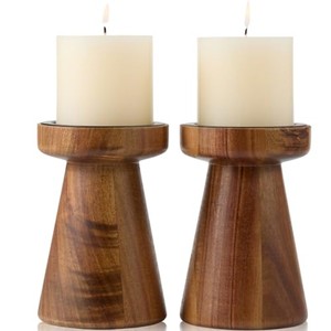 Portavelas Geométrico de Madera de Acacia, Estilo Rústico Desgastado, Venta al por Mayor - Product Image 2