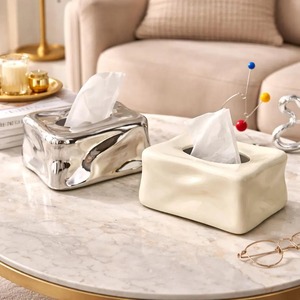 Porte-mouchoirs en céramique élégant, parfait pour la table basse, le salon, le bureau, le comptoir, la chambre et la salle de bain, décoration d'Inde - Product Image 5