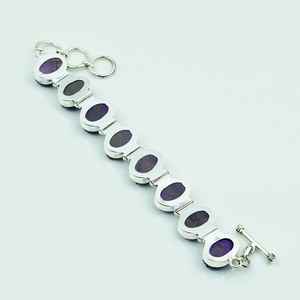 Pulsera de plata de ley 925 con drusa de amatista, hecha a mano, ovalada, estilo boho, joyería con drusa, pulsera de piedras preciosas naturales para mujer - Product Image 6