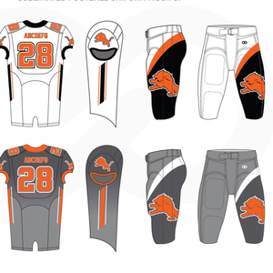 เสื้อฟุตบอล 7v7 คุณภาพสูงแบบกำหนดเอง พร้อมลายปักแบบ Tackle Twill และเทคนิคการพิมพ์แบบ Sublimation ชุดยูนิฟอร์มอเมริกันฟุตบอล บริการ OEM - Product Image 1