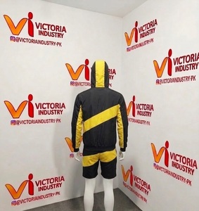 Ensemble coupe-vent homme et short, ensemble 2 pièces coupe-vent femme color block, survêtement zippé à taille élastique - Product Image 2