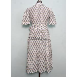 Robe d'été décontractée en coton pour femme, style kenguru, coupe trapèze moderne, idéale pour les fêtes et mariages, motif floral imprimé à la main, style doux - Product Image 6